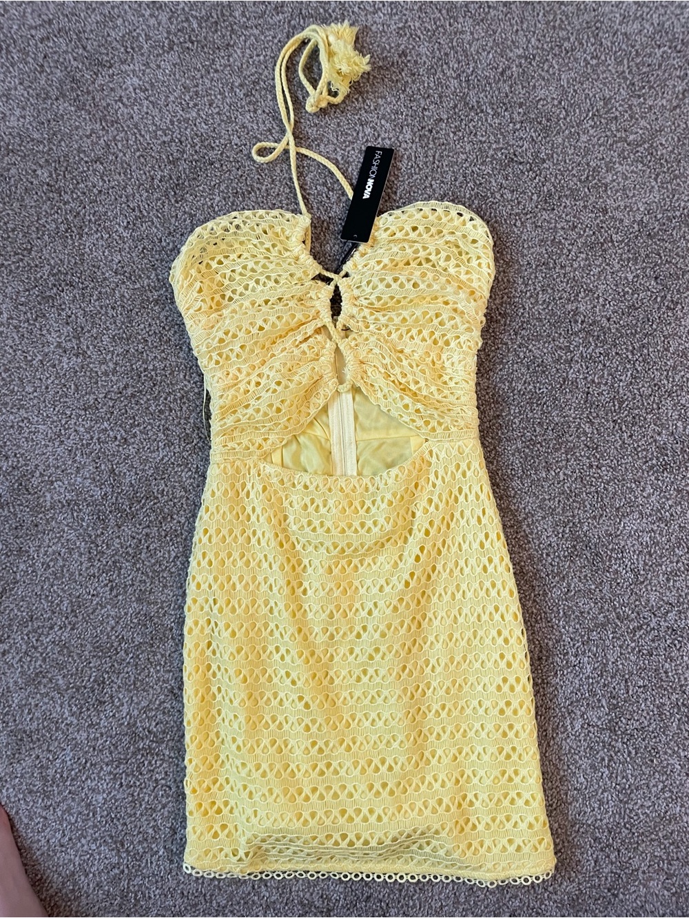 Yellow Crochet Halter Dress
